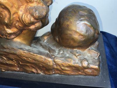 MOTHER & CHILD BRONZE ON MARBLE FRENCH 19TH CENTURY ART NOUVEA Bronzes Silver Metals 14