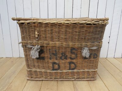 1920’s English Wicker Laundry Basket Antique Chests 4