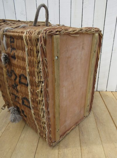 1920's English Wicker Laundry Basket - Image 6