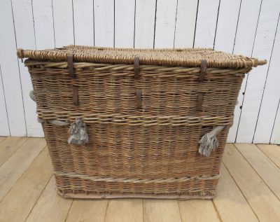 1920’s English Wicker Laundry Basket Antique Chests 11