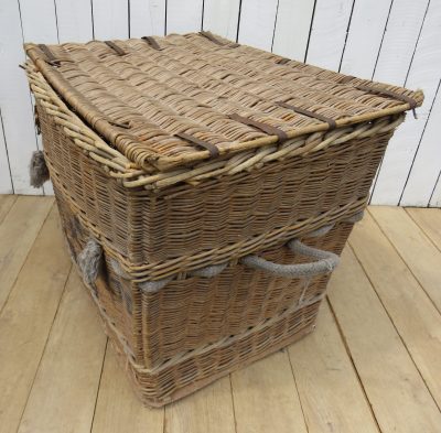 1920’s English Wicker Laundry Basket Antique Chests 14