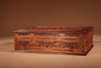 Chinese Canton Large Very Fine Carved Wooden Box Circa 1900 Asian Antiques, Antique Boxes 10