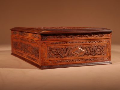 Chinese Canton Large Very Fine Carved Wooden Box Circa 1900 Asian Antiques, Antique Boxes 11