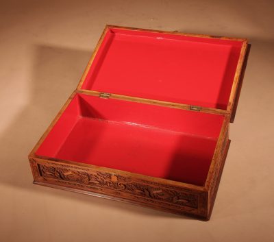 Chinese Canton Large Very Fine Carved Wooden Box Circa 1900 Asian Antiques, Antique Boxes 12