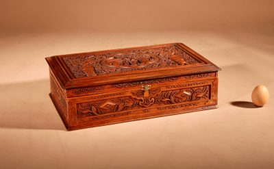 Chinese Canton Large Very Fine Carved Wooden Box Circa 1900 Asian Antiques, Antique Boxes 3