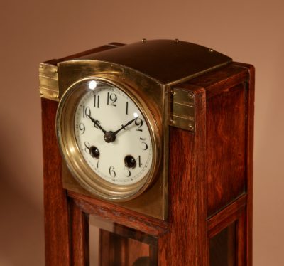 Art Nouveau/Deco Gustav Serrurier-Bovy (1858-1910) A Rare Oak And Brass Clock Garniture, Circa 1900-10. Clock Garniture Antique Clocks 7