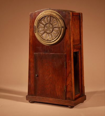 Art Nouveau/Deco Gustav Serrurier-Bovy (1858-1910) A Rare Oak And Brass Clock Garniture, Circa 1900-10. Clock Garniture Antique Clocks 12