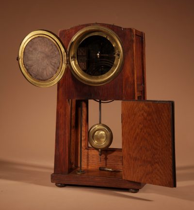 Art Nouveau/Deco Gustav Serrurier-Bovy (1858-1910) A Rare Oak And Brass Clock Garniture, Circa 1900-10. Clock Garniture Antique Clocks 13