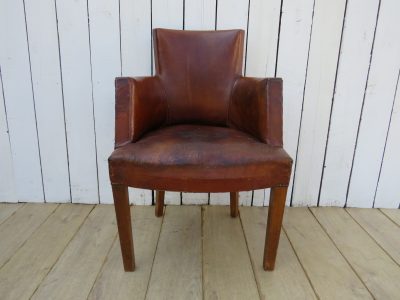 Art Deco French Leather Bridge Chair Antique Chairs 4