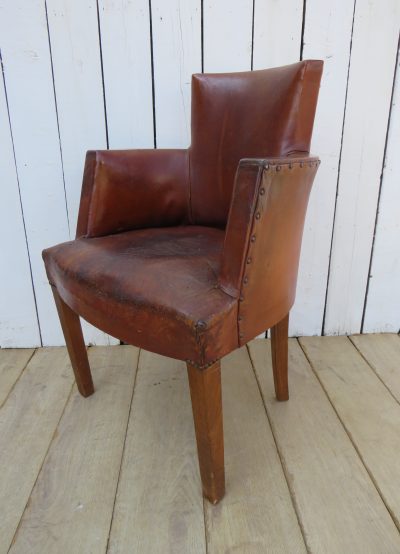 Art Deco French Leather Bridge Chair Antique Chairs 14