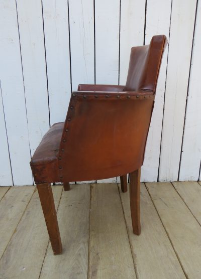 Art Deco French Leather Bridge Chair Antique Chairs 9