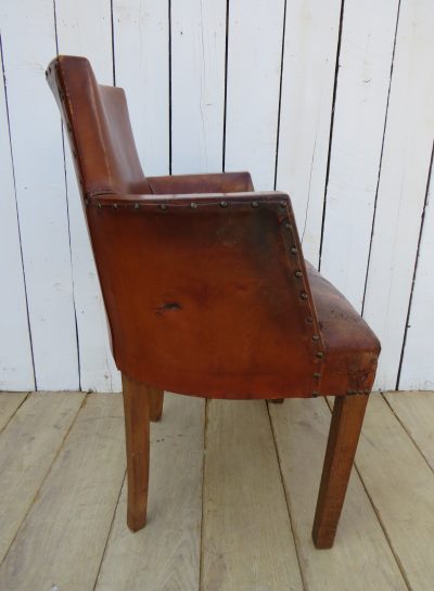 Art Deco French Leather Bridge Chair Antique Chairs 7