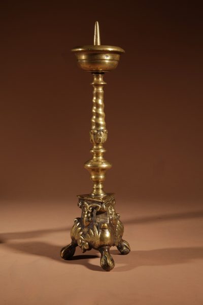 A Real Pair Of Original Southern Netherlands (Flemish) Brass Pricket Candle Sticks Circa 1680. candle Antique Lighting 6