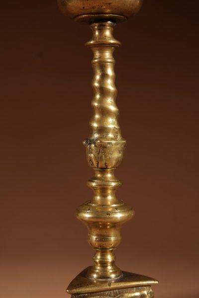 A Real Pair Of Original Southern Netherlands (Flemish) Brass Pricket Candle Sticks Circa 1680. candle Antique Lighting 9