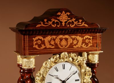 An Original Antique Rosewood and Lemon Wood Inlayed French Portico Clock Circa:1870 French mantel clock Antique Clocks 4