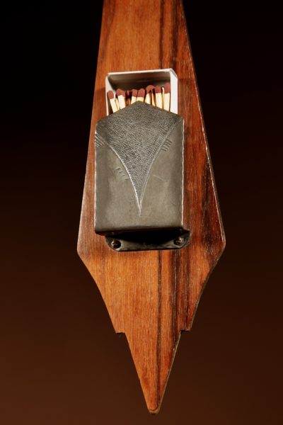 A Very Stylish Amsterdam School Madagascar Ebony Veneer And White metal Match box Holder. matches Antique Collectibles 4