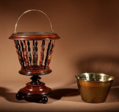 A Beautiful Walnut And Ebonised Tea Stove Bucket/Peat Bucket Planter/Jardinière. planter Antique Furniture 11