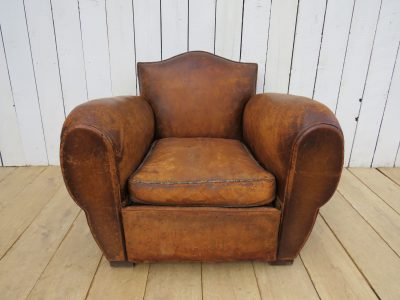 1940’s French Leather Club Chair Antique Chairs 4