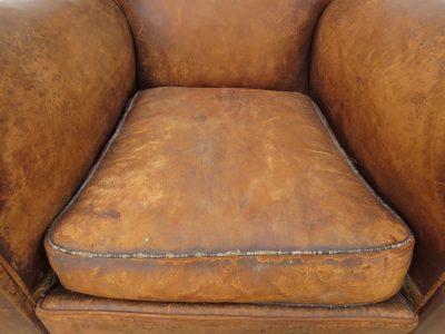 1940’s French Leather Club Chair Antique Chairs 12