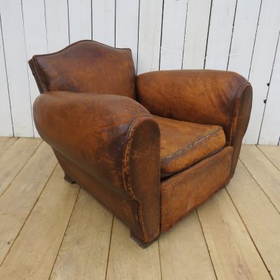 1940’s French Leather Club Chair Antique Chairs 3