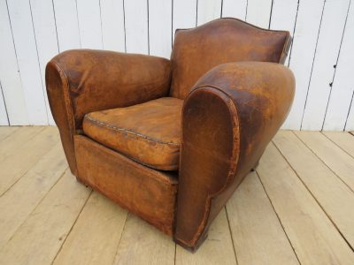 1940’s French Leather Club Chair Antique Chairs 14