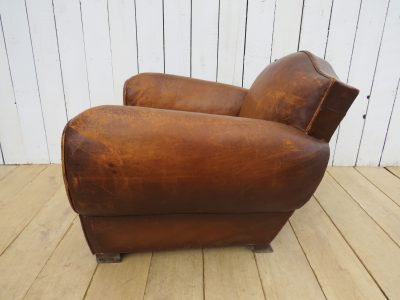 1940’s French Leather Club Chair Antique Chairs 9