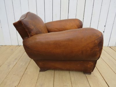 1940’s French Leather Club Chair Antique Chairs 7