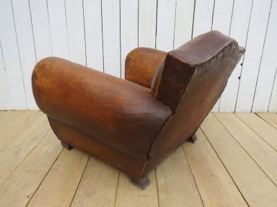 1940’s French Leather Club Chair Antique Chairs 5