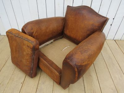 1940’s French Leather Club Chair Antique Chairs 6