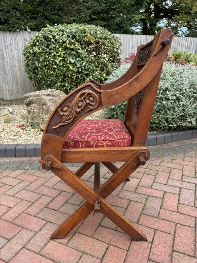 Glastonbury Carved Oak Armchair c1880 church Antique Chairs 11