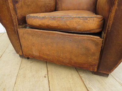 1940’s French Leather Club Chair Antique Chairs 10