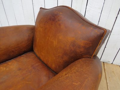 1940’s French Leather Club Chair Antique Chairs 11