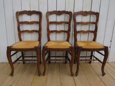 Set Of Six French Oak & Rush Seated Dining Chairs Antique Chairs 5