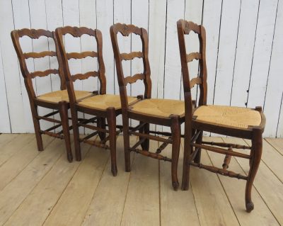 Set Of Six French Oak & Rush Seated Dining Chairs Antique Chairs 9