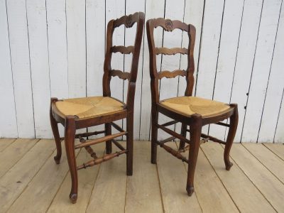 Set Of Six French Oak & Rush Seated Dining Chairs Antique Chairs 4