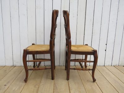 Set Of Six French Oak & Rush Seated Dining Chairs Antique Chairs 10