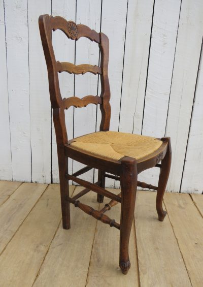 Set Of Six French Oak & Rush Seated Dining Chairs Antique Chairs 6