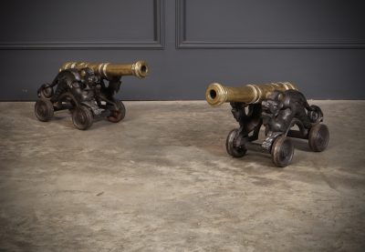 Pair of Brass & Cast Iron Table Top Cannons antique cannon Antique Guns 3