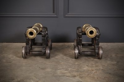 Pair of Brass & Cast Iron Table Top Cannons antique cannon Antique Guns 6