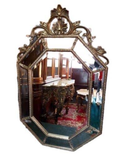 Antique Venetian Wooden Hexagonal Mirror