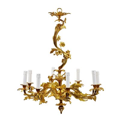 19th Century French Rococo Bronze Chandelier, Restored. Antique Clocks 4