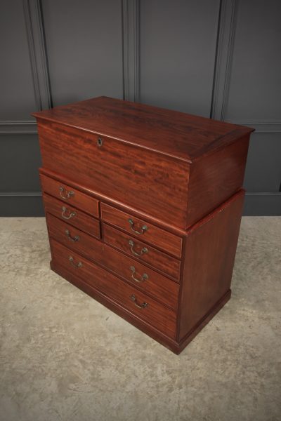 Rare Georgian Mahogany Blanket Box On Chest Antique Chest Of Drawers 13