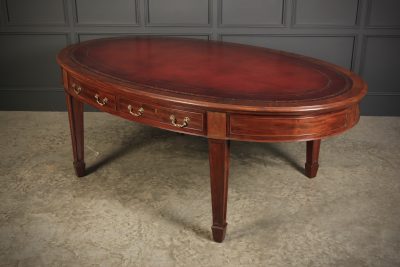 Large Mahogany Oval Partners Writing Table Mahogany Partners Desk Antique Desks 10