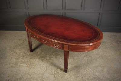 Large Mahogany Oval Partners Writing Table Mahogany Partners Desk Antique Desks 12