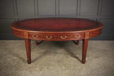 Large Mahogany Oval Partners Writing Table Mahogany Partners Desk Antique Desks 3