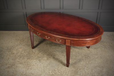 Large Mahogany Oval Partners Writing Table Mahogany Partners Desk Antique Desks 4