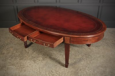 Large Mahogany Oval Partners Writing Table Mahogany Partners Desk Antique Desks 5