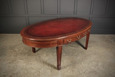 Large Mahogany Oval Partners Writing Table Mahogany Partners Desk Antique Desks 13