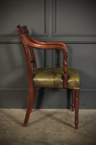 Pair Of George III Mahogany & Leather Chairs Antique leather armchair Antique Chairs 17