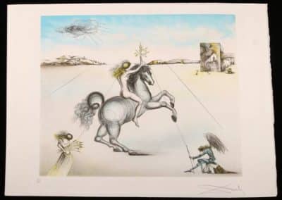 SALVADOR DALI  Hand Signed + Certifikat “Lady Godiva Entering” Color Etching,14/300 Antique Art 3